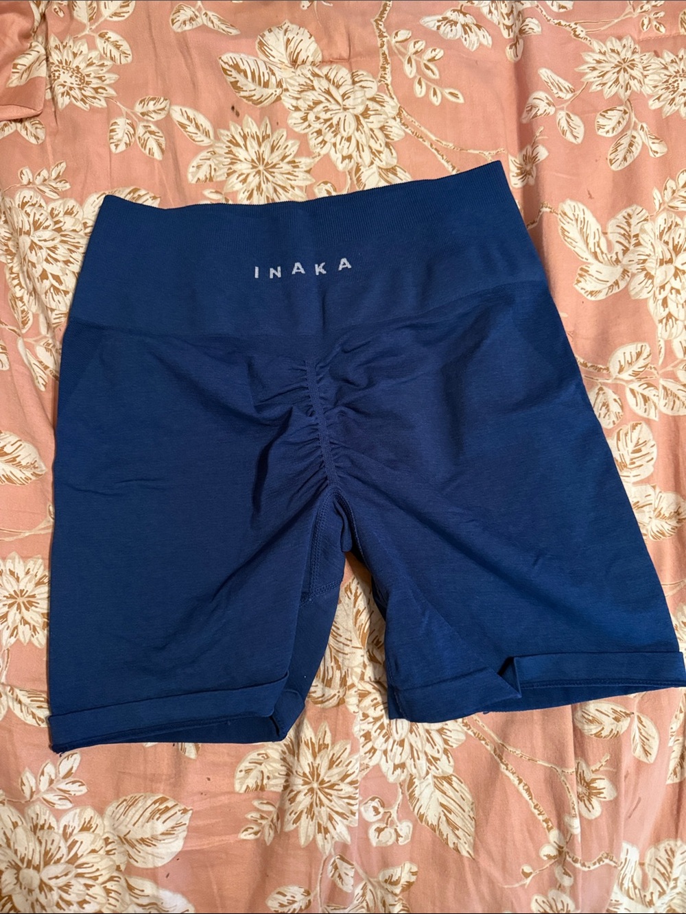 Inaka Power Navy High-Rise Ruched Bike Shorts